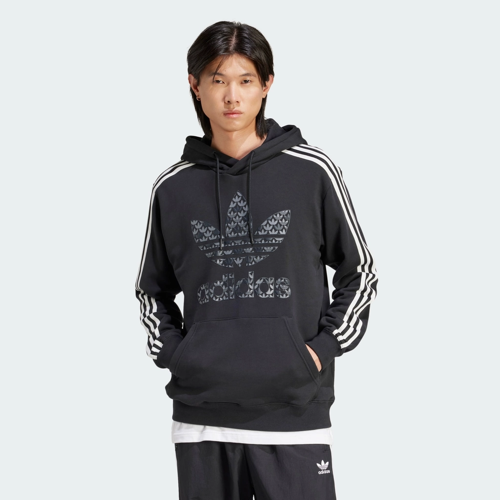 Adidas Originals Mens Classic Mono Graphic Hoodie - Black Cotton - Size X-Small